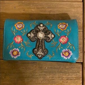 Turquoise cross wallet